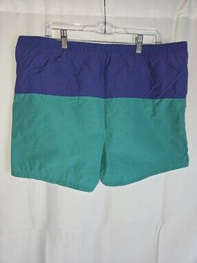 Men’s Two-Tone Teal and Purple Swim Trunks